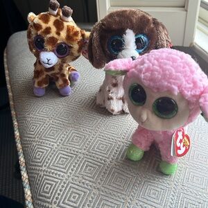 Easter Basket? TY Beanie Boos Plush Toy Set (3) Lamb, Dog, and Giraffe. NWT